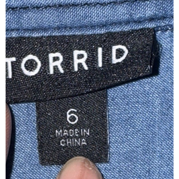 Torrid Womens 6X Shirt Denim Chambray Western Rodeo Fall Cowgirl Cotton Soft - Picture 7 of 7